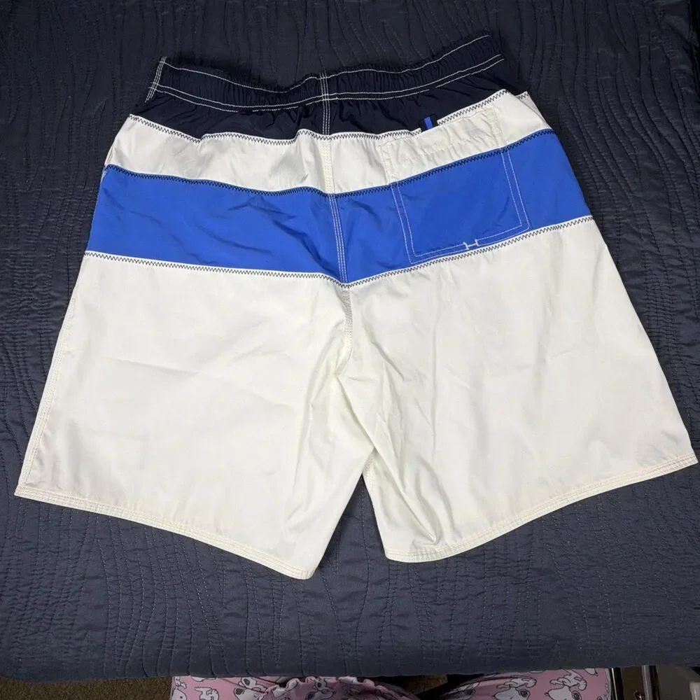 Tommy Hilfiger Sailing Gear USA Board Shorts Men's Large Blue White Yellow Swim